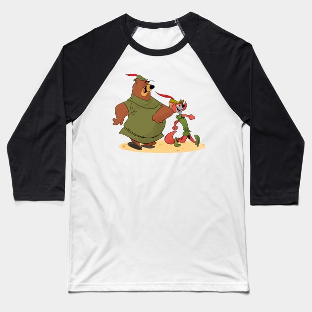Little John and Robin Hood Baseball T-Shirt by FanartFromDenisGoulet